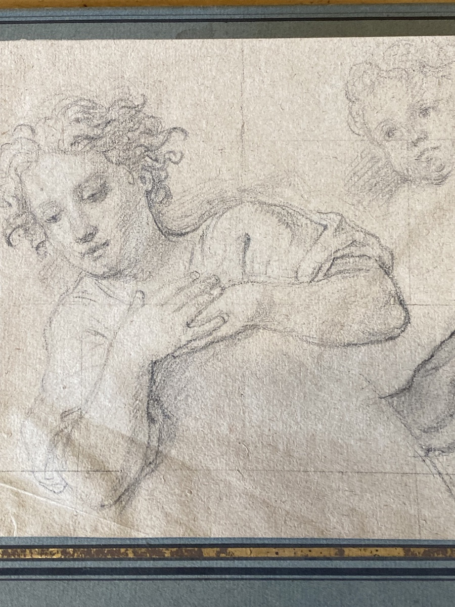 18th Century Pencil Drawing Of A Preparatory Study On Parchment Paper For A Painting  -photo-3
