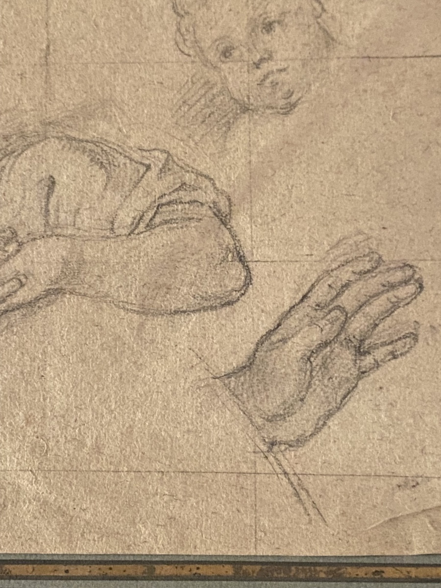 18th Century Pencil Drawing Of A Preparatory Study On Parchment Paper For A Painting  -photo-4