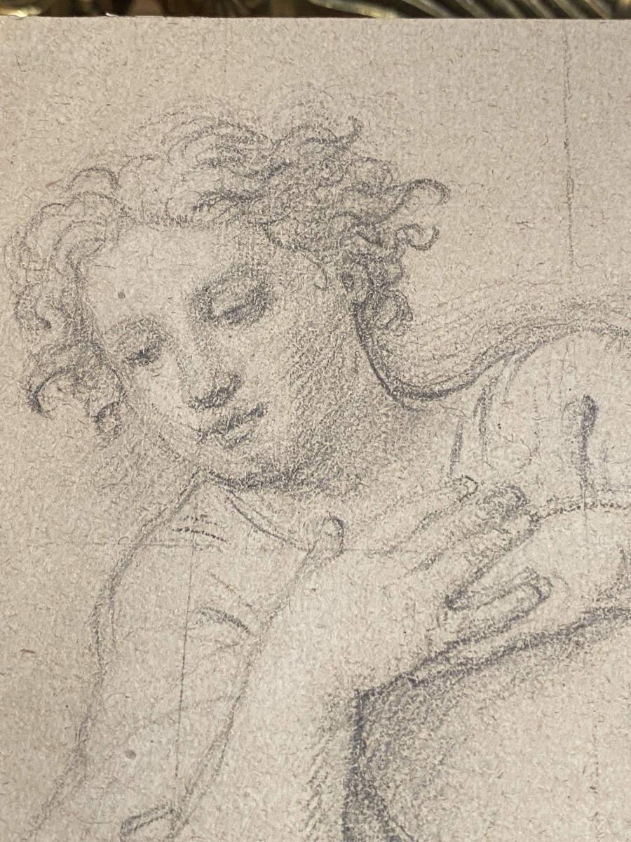 18th Century Pencil Drawing Of A Preparatory Study On Parchment Paper For A Painting  -photo-2