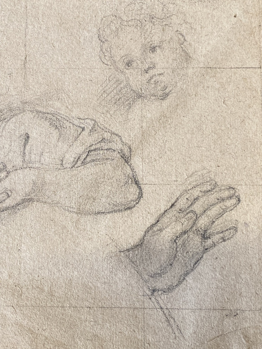 18th Century Pencil Drawing Of A Preparatory Study On Parchment Paper For A Painting  -photo-4