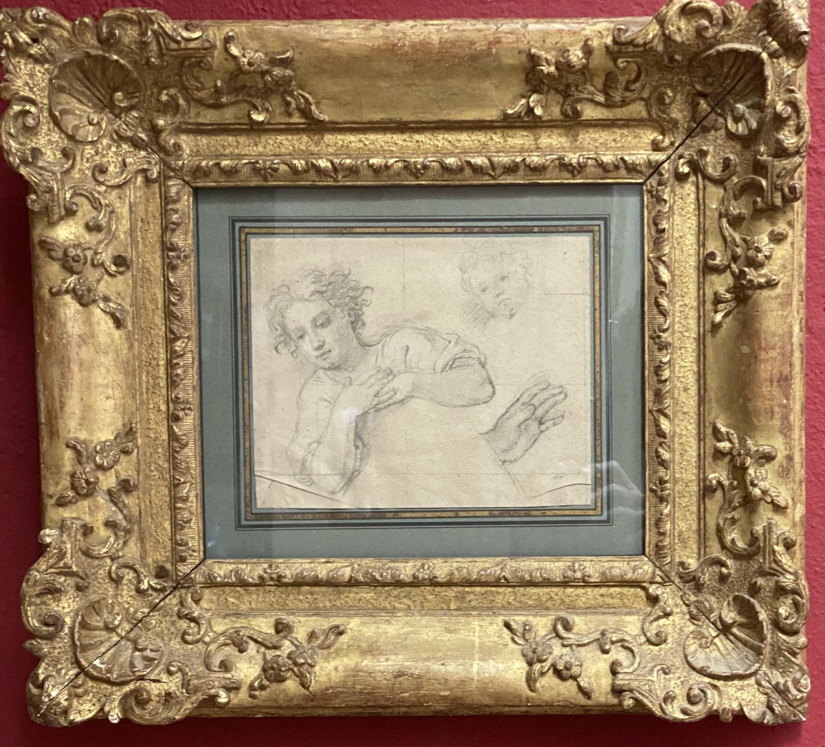 18th Century Pencil Drawing Of A Preparatory Study On Parchment Paper For A Painting  -photo-6