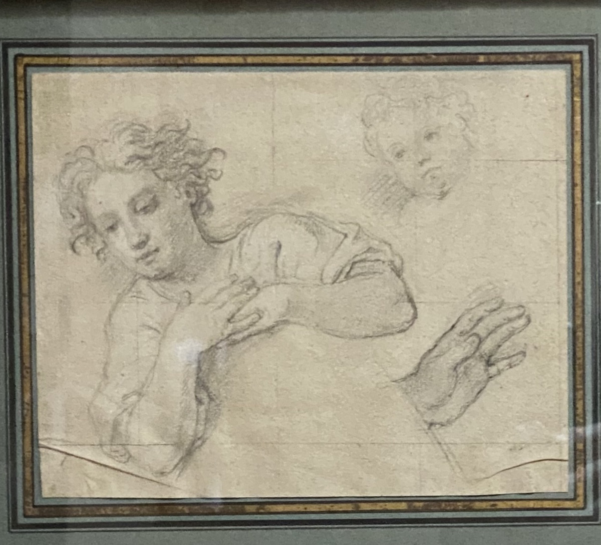 18th Century Pencil Drawing Of A Preparatory Study On Parchment Paper For A Painting  -photo-7