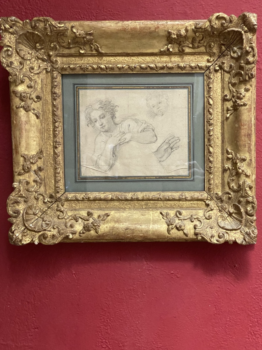 18th Century Pencil Drawing Of A Preparatory Study On Parchment Paper For A Painting  