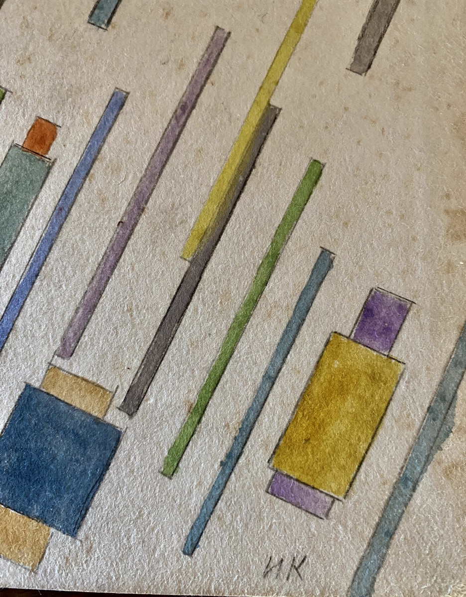 Gouaché Suprematist Geometric Drawing 1918 Ivan Vassilievitch Kliounkov-photo-3