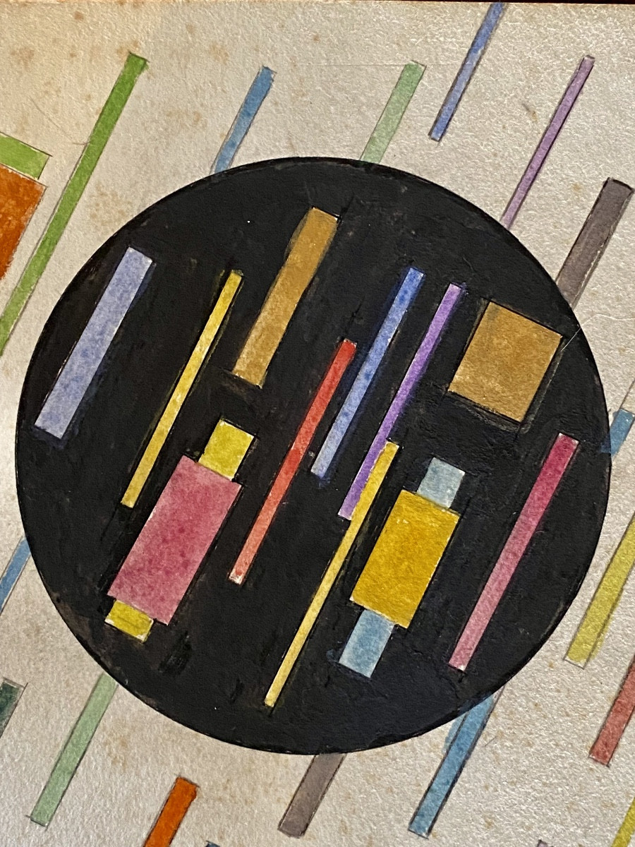 Gouaché Suprematist Geometric Drawing 1918 Ivan Vassilievitch Kliounkov-photo-4