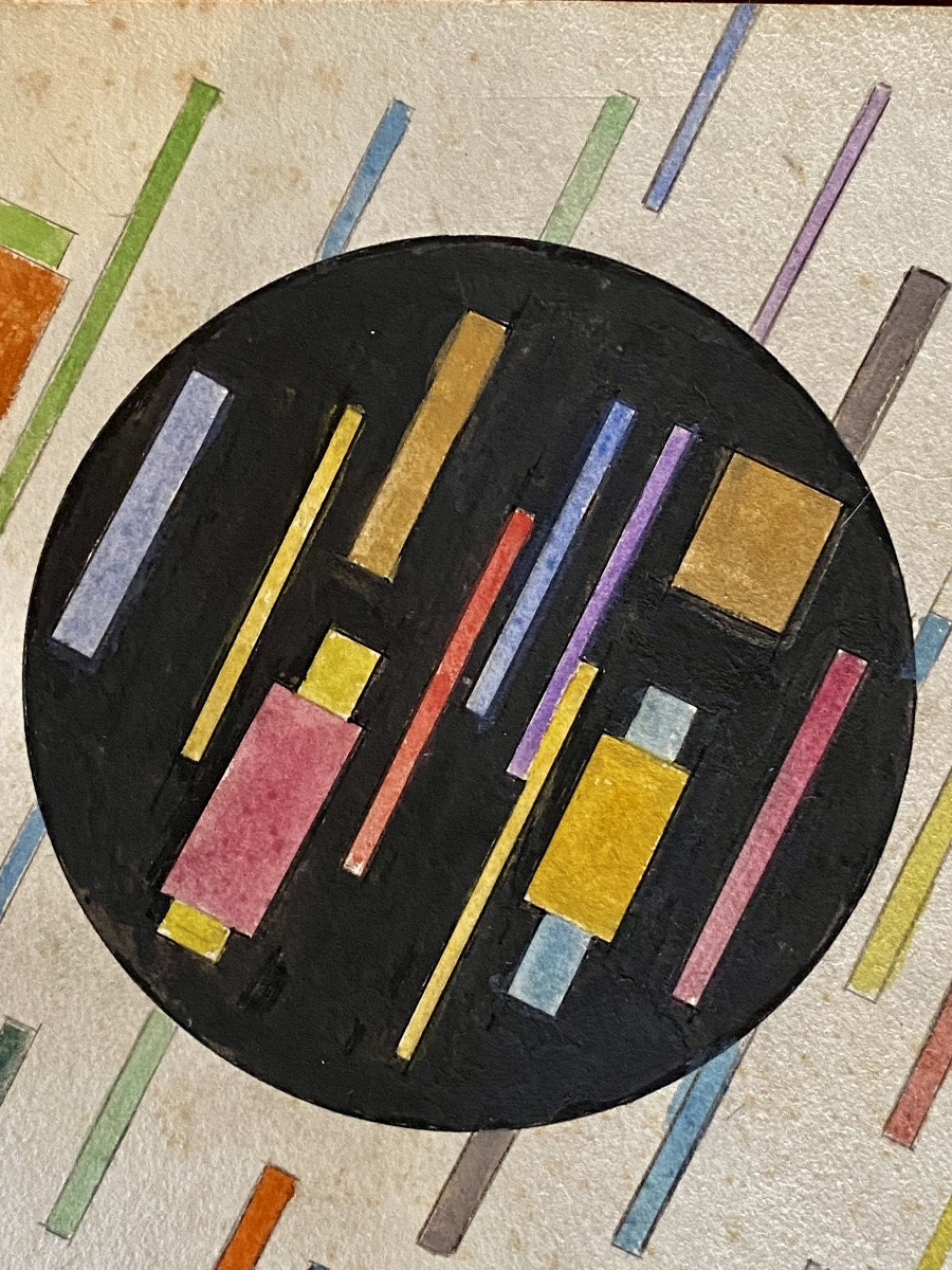 Gouaché Suprematist Geometric Drawing 1918 Ivan Vassilievitch Kliounkov-photo-5