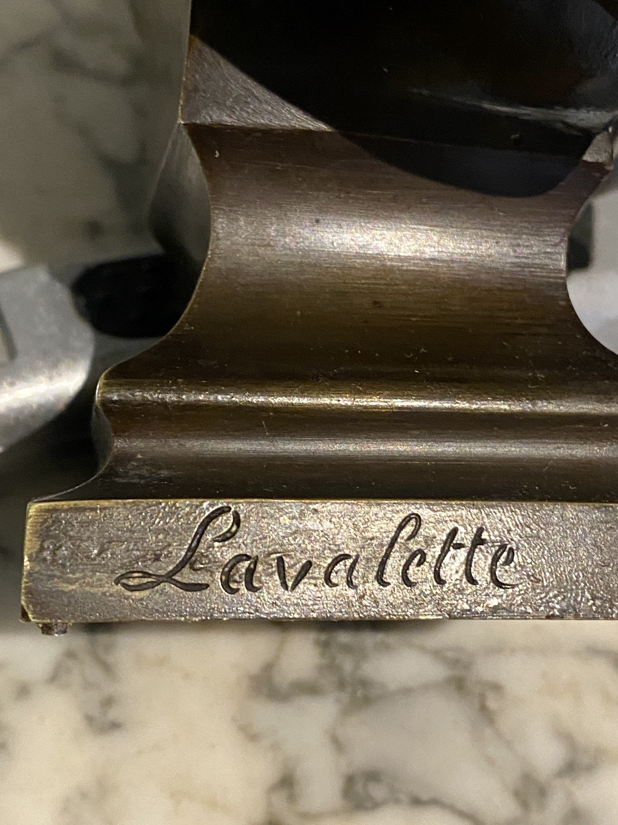 BUSTE DE FEMME      BRONZE    1878  19ème  signé  LAVALETTE -photo-2