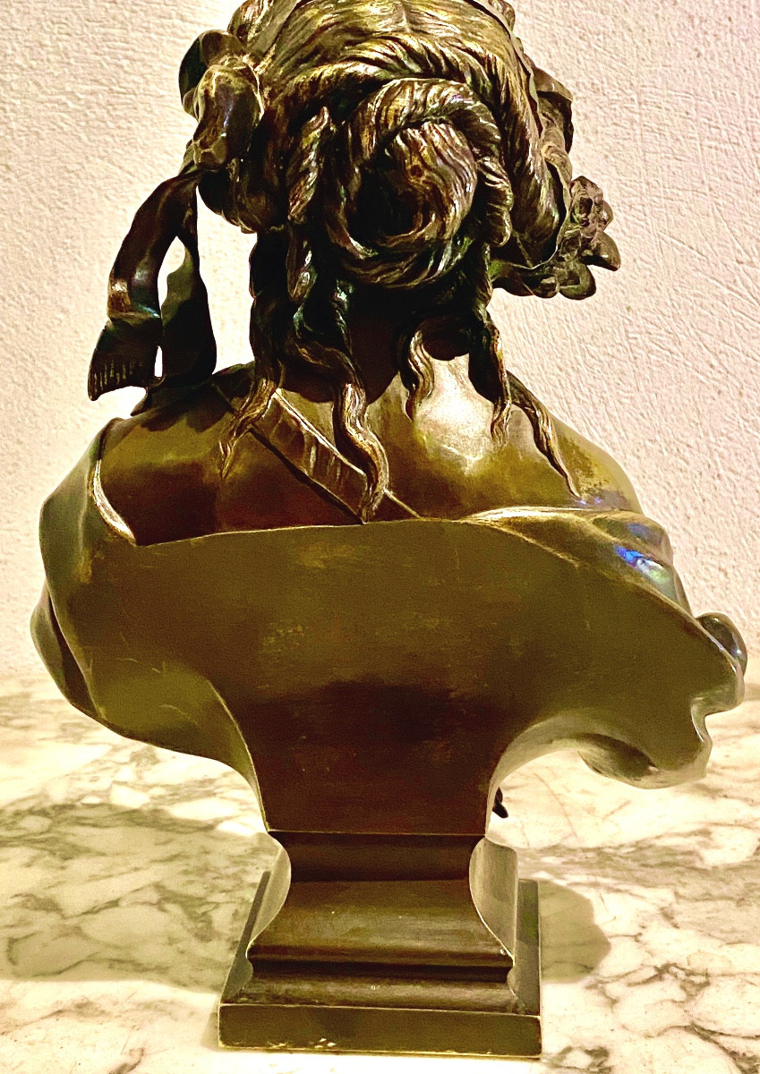 BUSTE DE FEMME      BRONZE    1878  19ème  signé  LAVALETTE -photo-4
