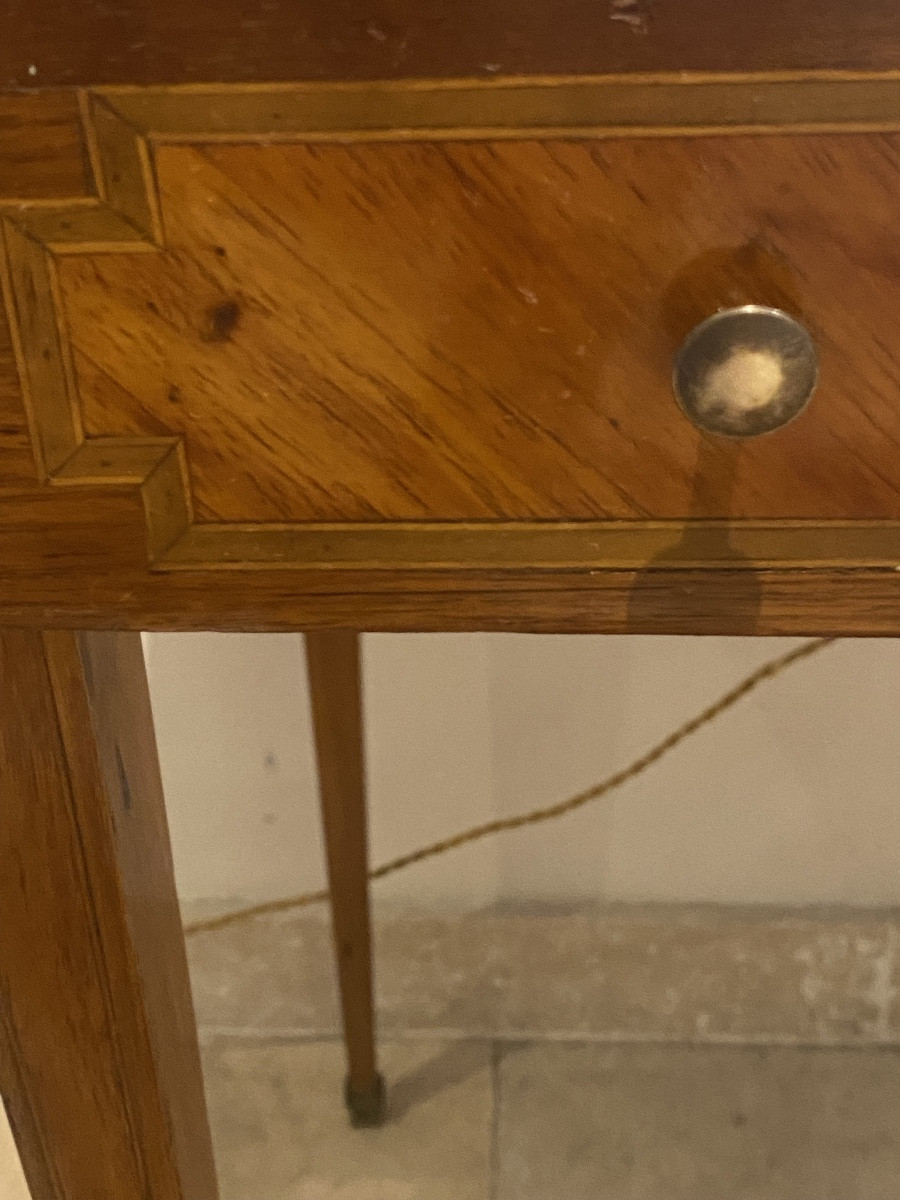 Small Louis XVI Period Precious Wood Desk With Two Drawers And Original Leather Top  -photo-2