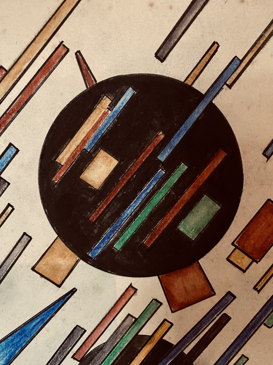 DESSIN GOUACHÉ  SUPREMATIST  1917-18     PAR  IVAN VASILYEVICH  KLIUN -photo-3