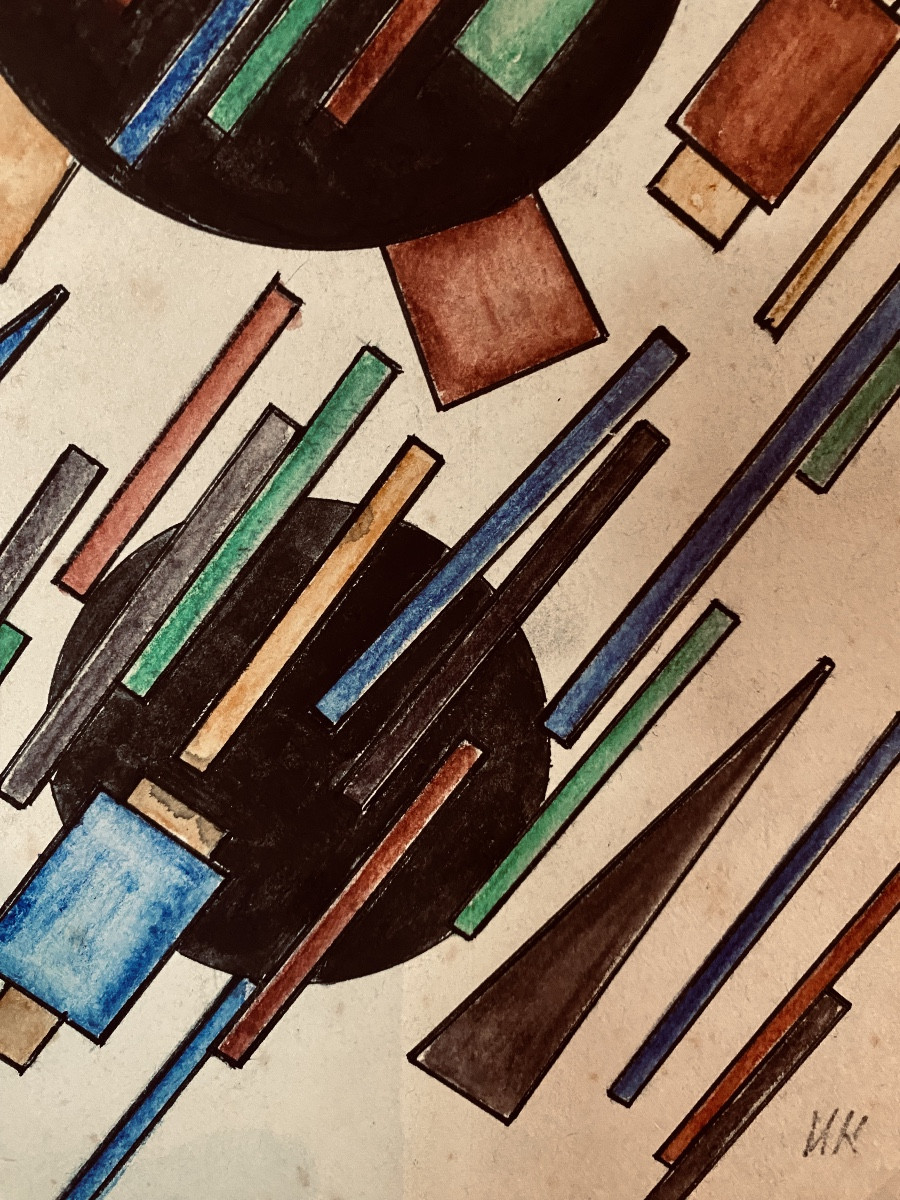 DESSIN GOUACHÉ  SUPREMATIST  1917-18     PAR  IVAN VASILYEVICH  KLIUN -photo-4