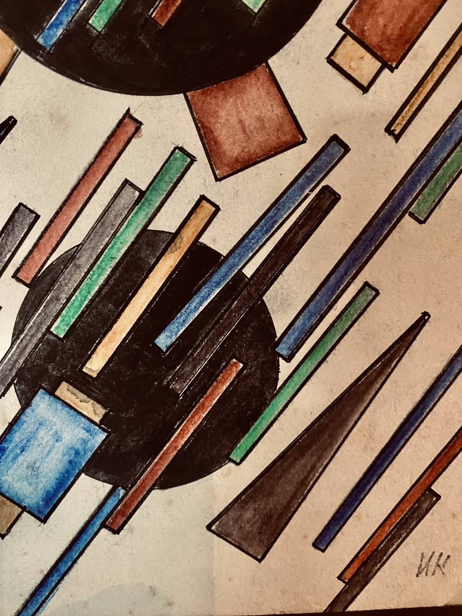 DESSIN GOUACHÉ  SUPREMATIST  1917-18     PAR  IVAN VASILYEVICH  KLIUN -photo-1