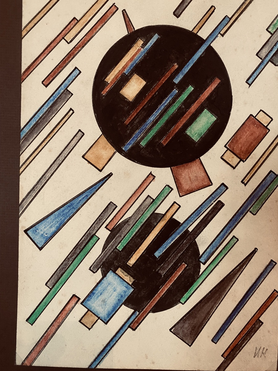 DESSIN GOUACHÉ  SUPREMATIST  1917-18     PAR  IVAN VASILYEVICH  KLIUN -photo-4