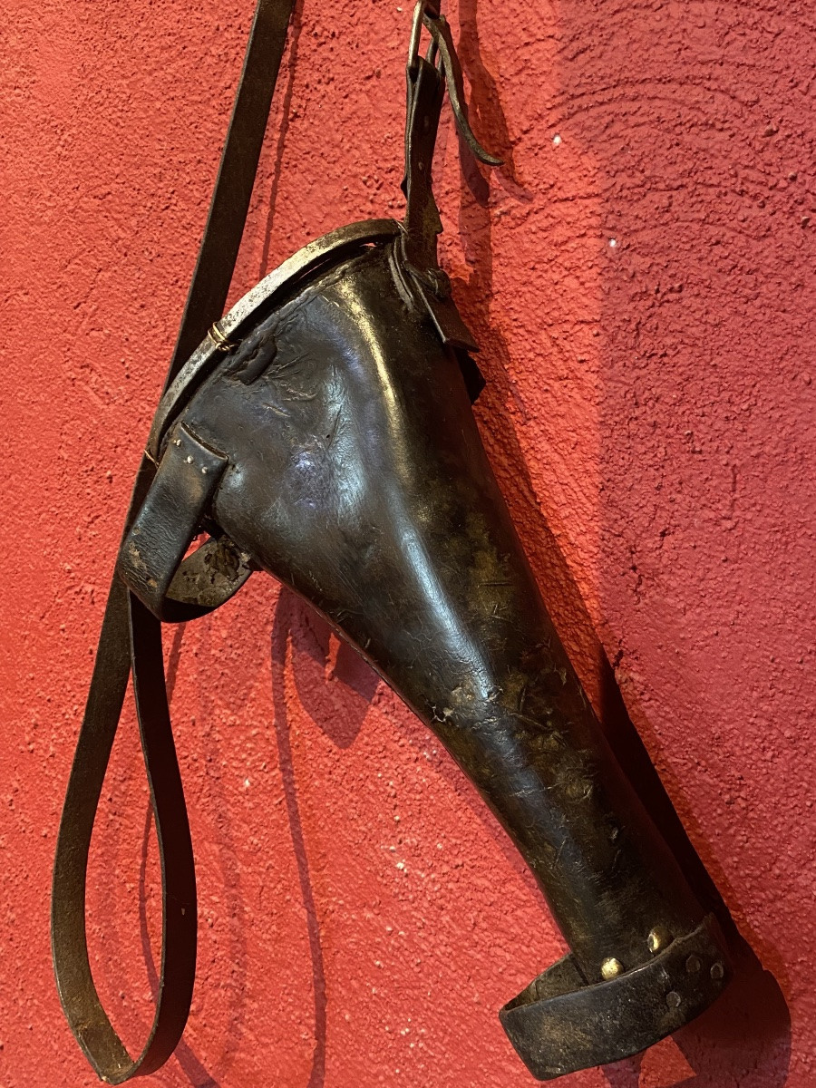 1st Empire Cavalry Cast Iron? For Pistol And Rifle In Black Leather,-photo-4