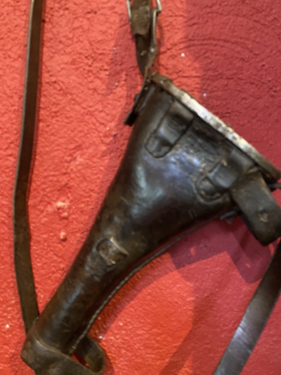 1st Empire Cavalry Cast Iron? For Pistol And Rifle In Black Leather,-photo-3