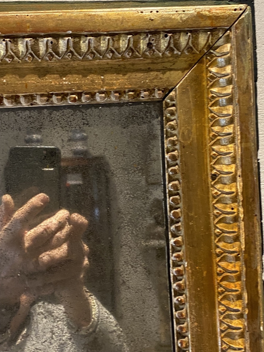MIRROIR     GLACE  AU   MERCURE    ÉPOQUE XVIII ème  LOUIS XVI   DANS SON CADRE DORÉ -photo-3