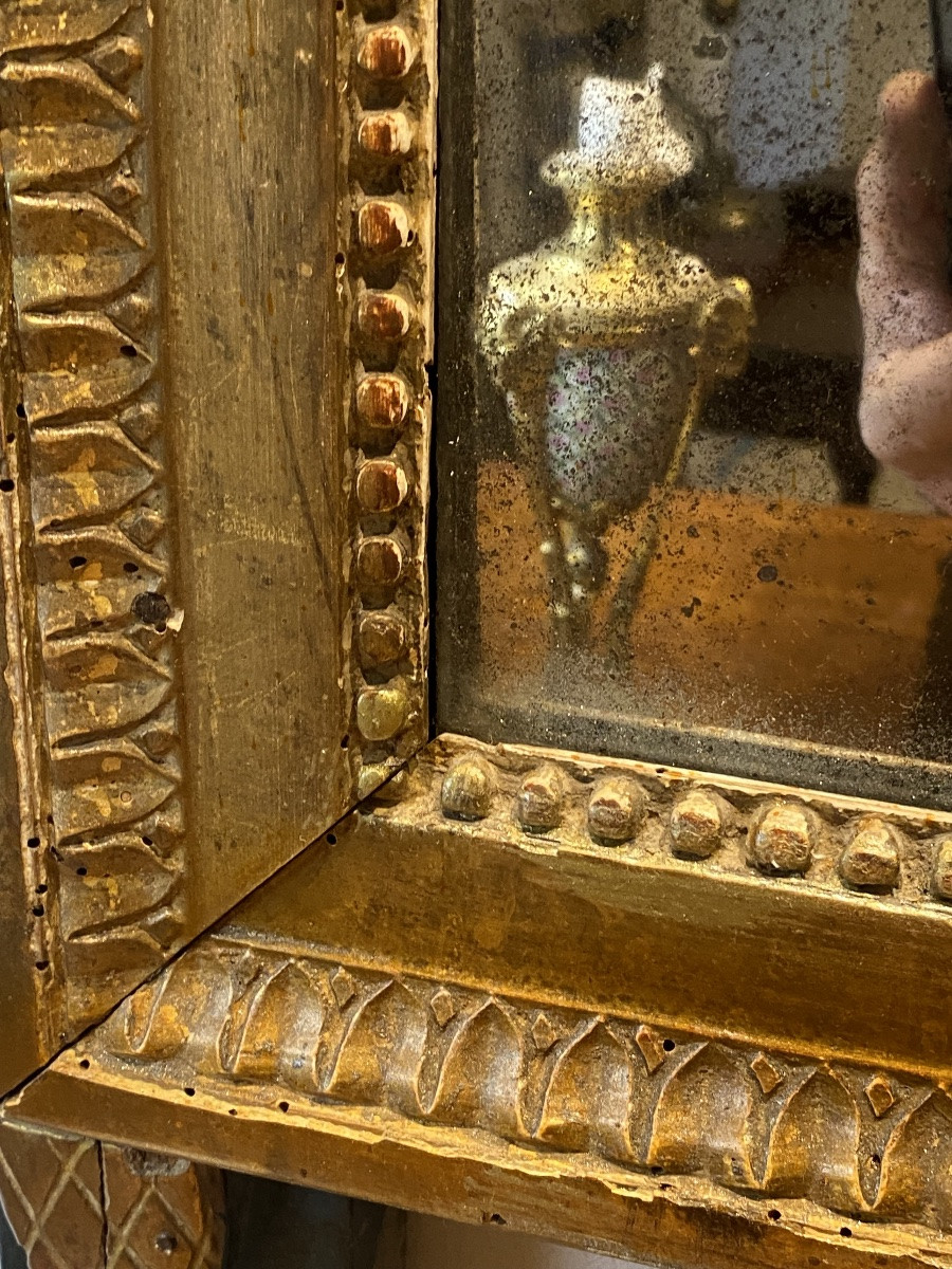 MIRROIR     GLACE  AU   MERCURE    ÉPOQUE XVIII ème  LOUIS XVI   DANS SON CADRE DORÉ -photo-4