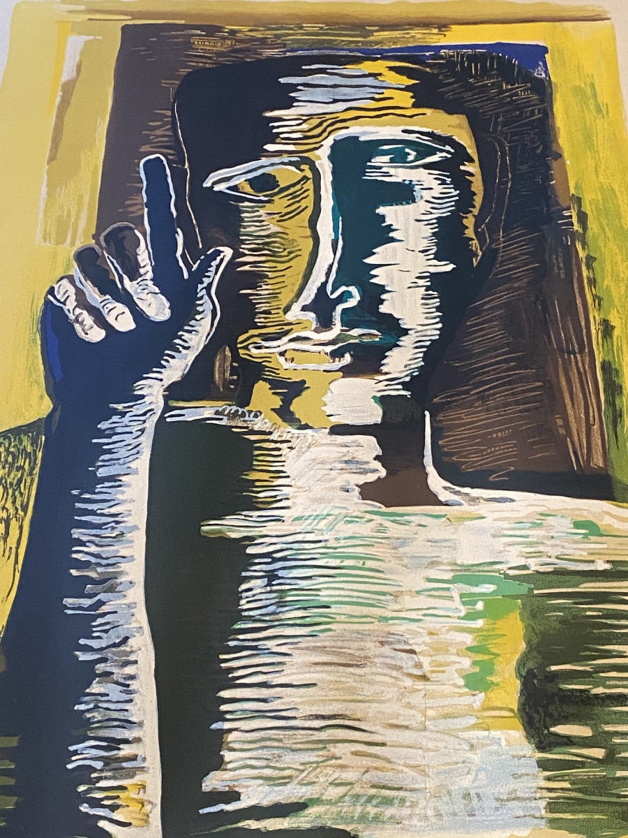 LITHOGRAPHIE   COLORIÉE     CACHET  OSSIP  ZATKIN   DU MUSÉE   À PARIS  -photo-3