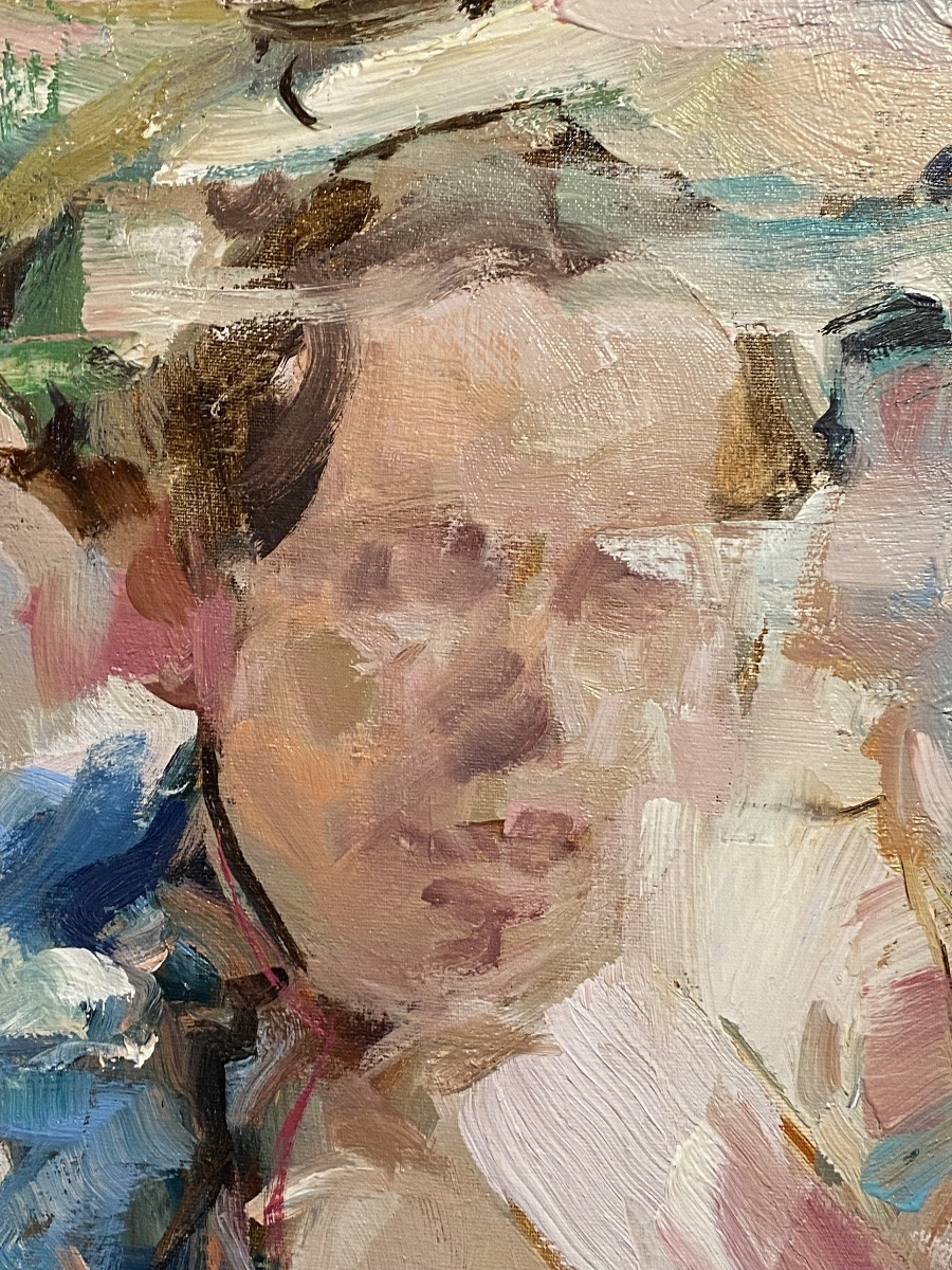 TABLEAU   EXPRESSIONNISTE   ABSTRACT   SIGNÈ EN CYRILLIQUE   MASHAJEVA   XXème -photo-1