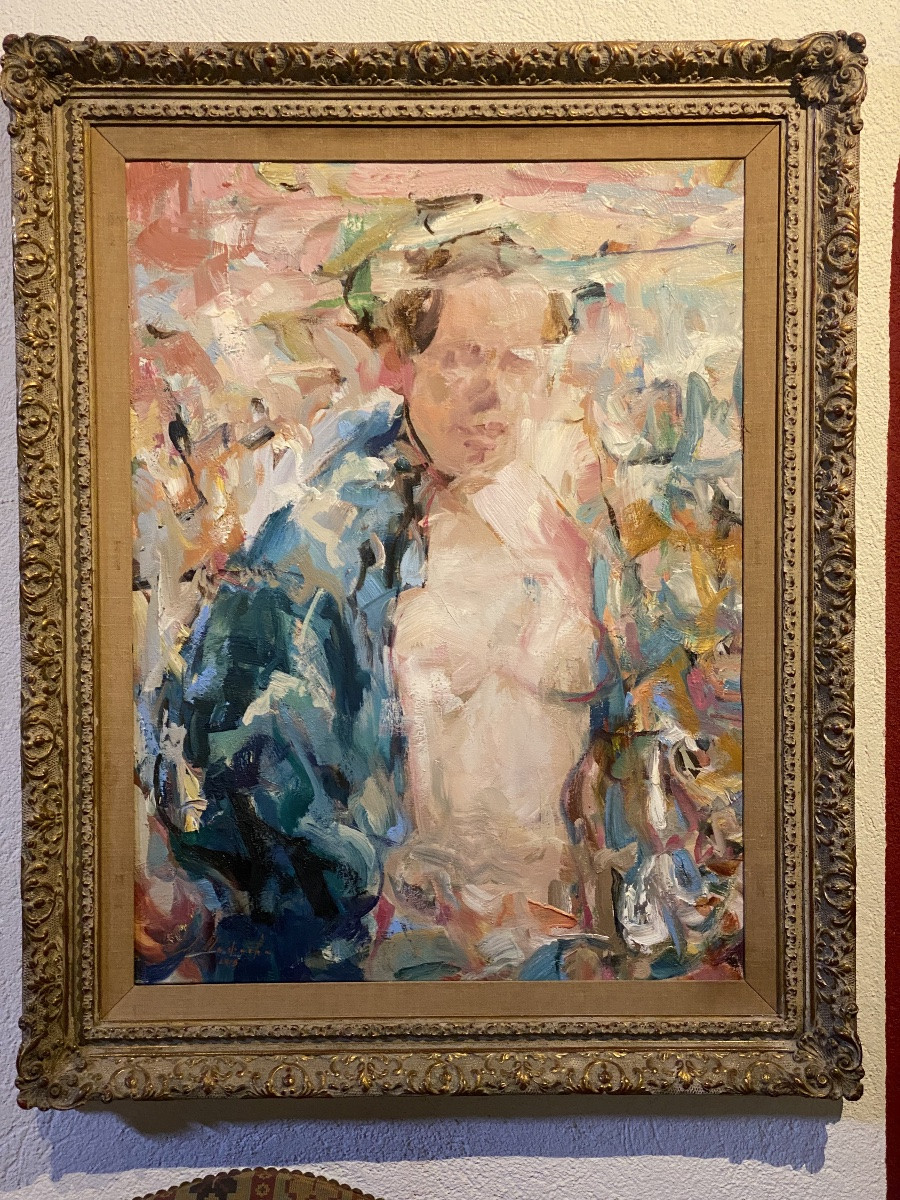 TABLEAU   EXPRESSIONNISTE   ABSTRACT   SIGNÈ EN CYRILLIQUE   MASHAJEVA   XXème -photo-6