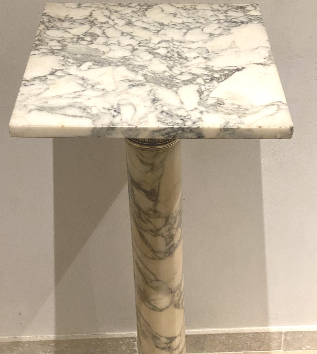 COLONNE  EN MARBRE  ET BRONZE  ORMULU  CALACATTA  ARABESCO  NAPOLEON III   1860  PIVOTANTE-photo-2