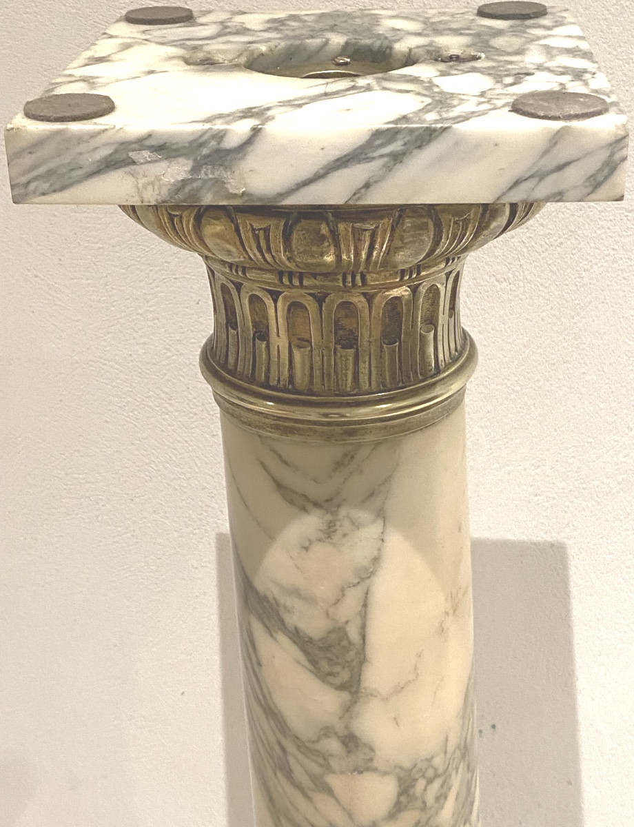 COLONNE  EN MARBRE  ET BRONZE  ORMULU  CALACATTA  ARABESCO  NAPOLEON III   1860  PIVOTANTE-photo-5