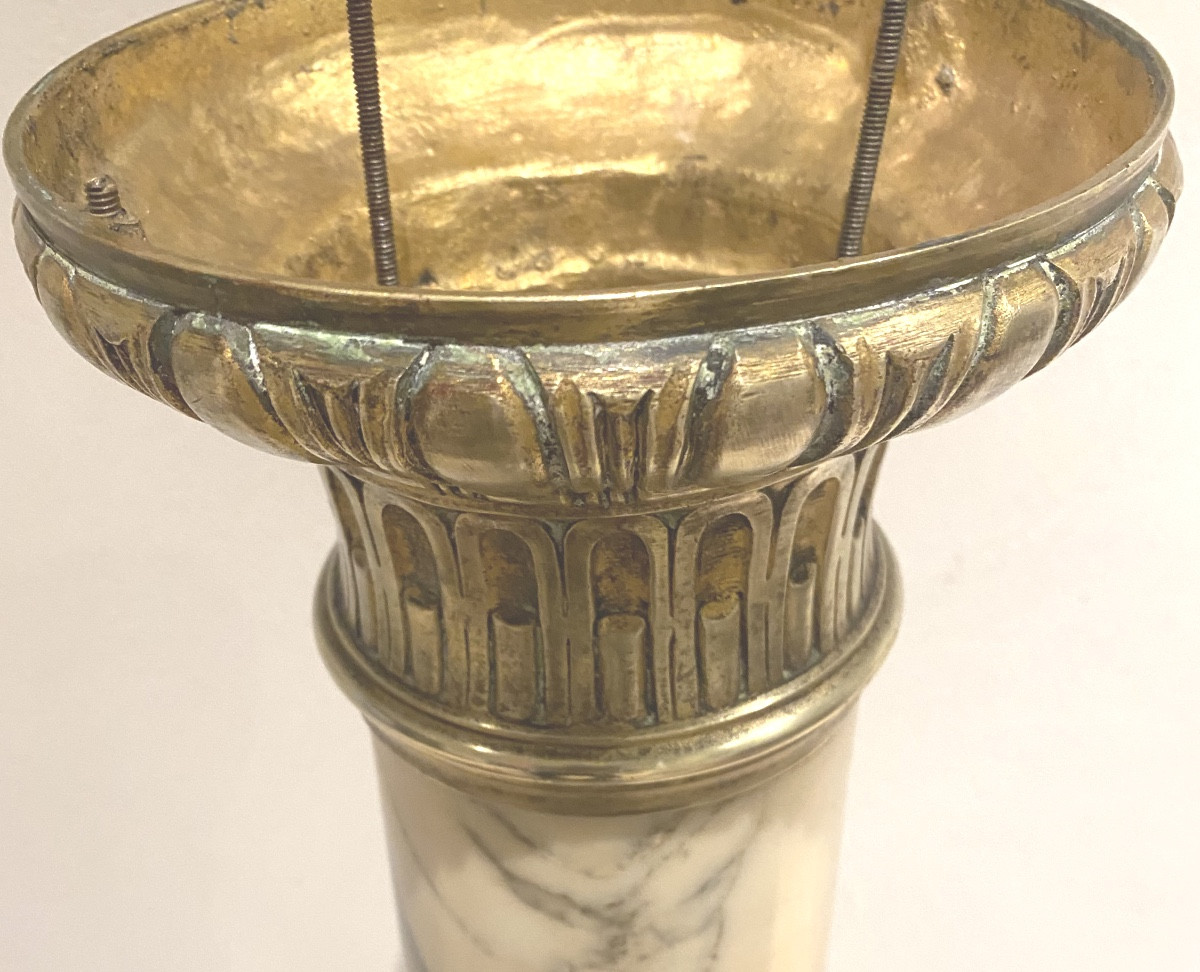 COLONNE  EN MARBRE  ET BRONZE  ORMULU  CALACATTA  ARABESCO  NAPOLEON III   1860  PIVOTANTE-photo-6