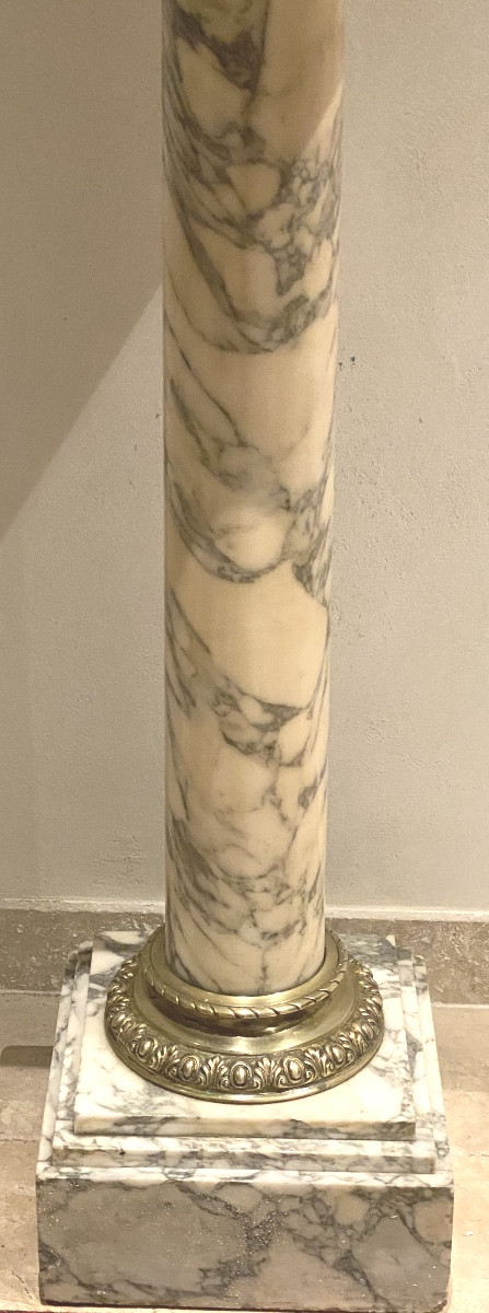 COLONNE  EN MARBRE  ET BRONZE  ORMULU  CALACATTA  ARABESCO  NAPOLEON III   1860  PIVOTANTE-photo-8