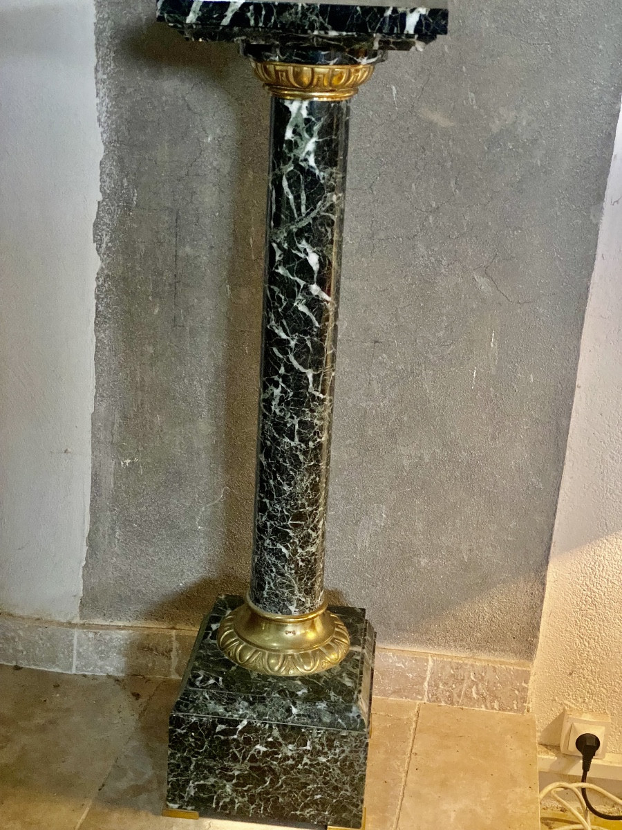 Napoleon III Sea Green Marble Column 1860 With Swivel Top-photo-3