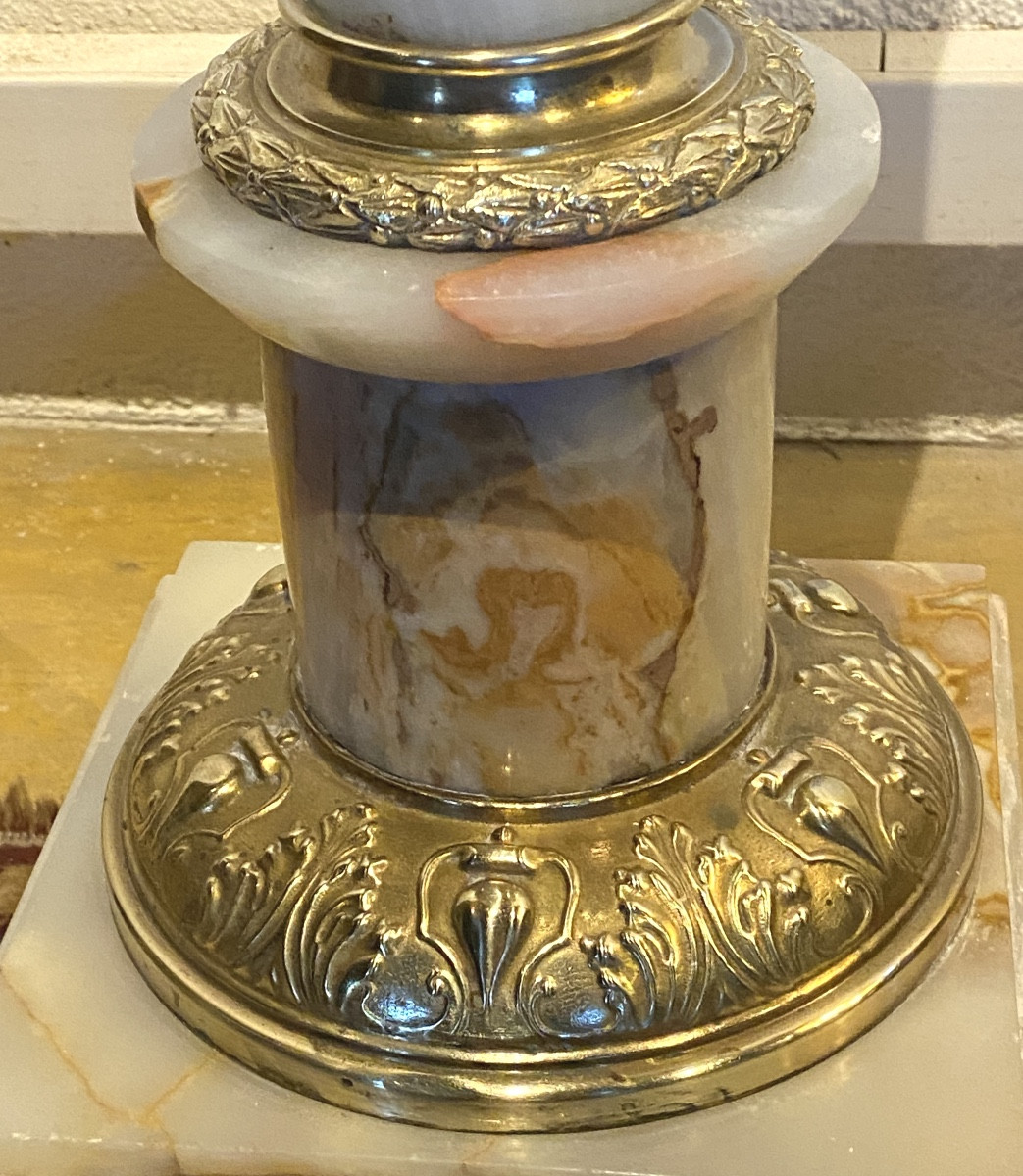 COLONNE   EN ONYX   et   BRONZES DORÉS   ÉPOQUE NAPOLÉON III  1860   PLATEAU PIVOTANT-photo-5