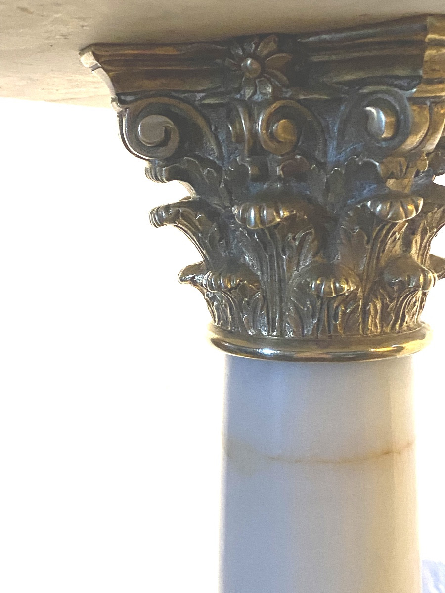 COLONNE   EN ONYX   et   BRONZES DORÉS   ÉPOQUE NAPOLÉON III  1860   PLATEAU PIVOTANT-photo-6