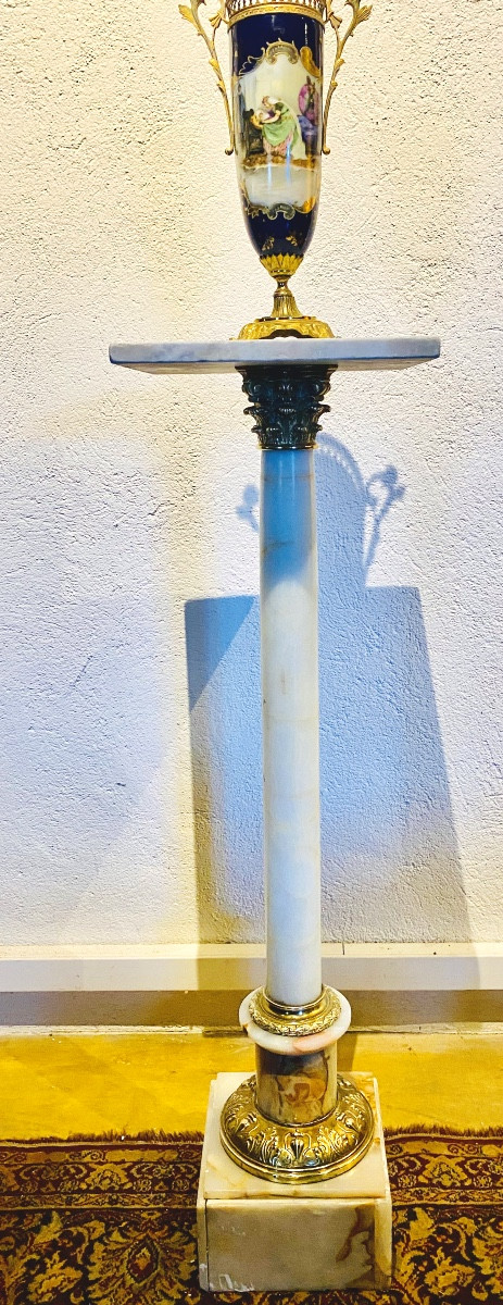 COLONNE   EN ONYX   et   BRONZES DORÉS   ÉPOQUE NAPOLÉON III  1860   PLATEAU PIVOTANT
