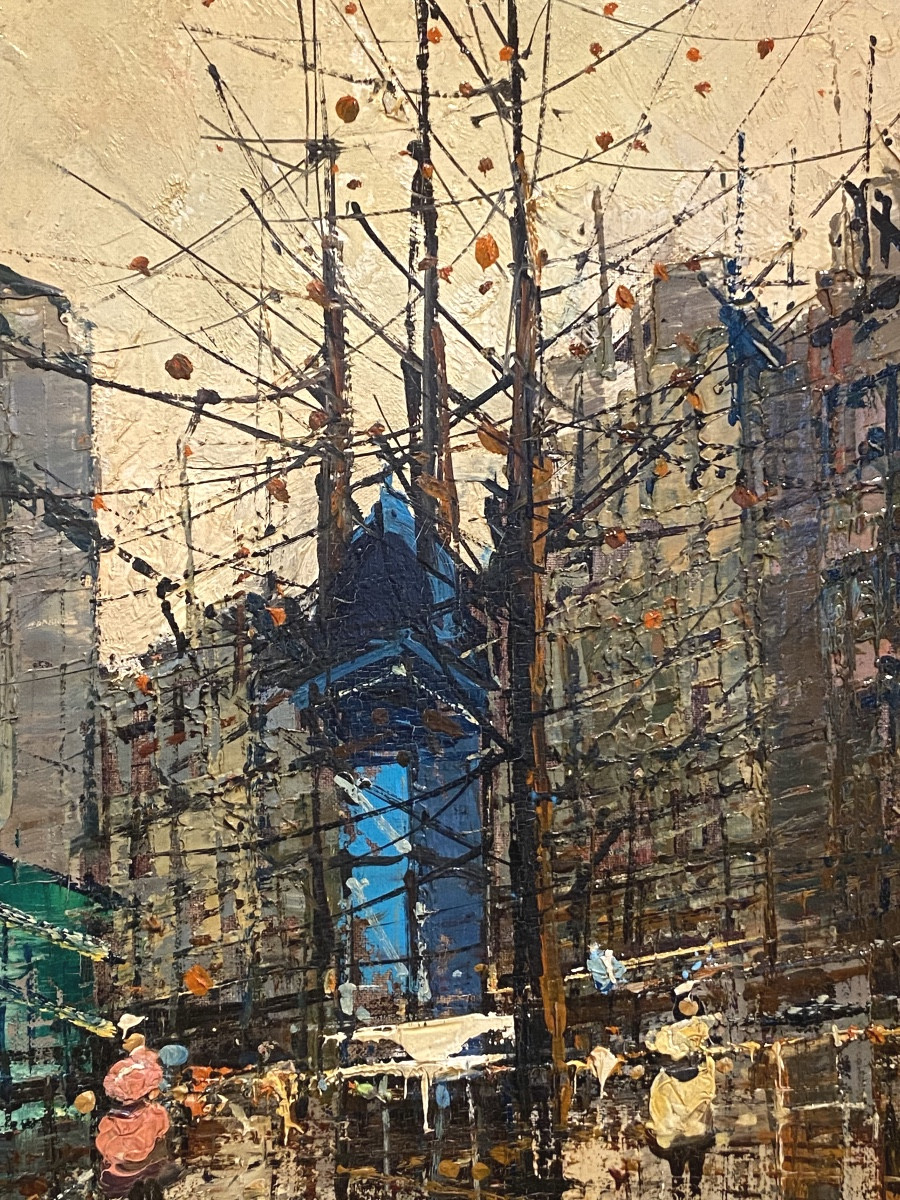  PEINTURE  DE LA PORTE   ST. MARTIN   À PARIS   EN HIVER   XXème    SIGNATURE  -photo-2