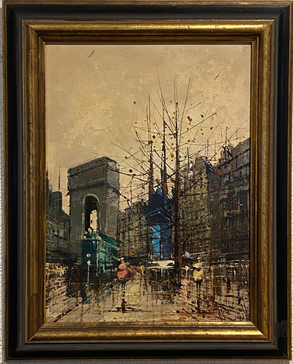  PEINTURE  DE LA PORTE   ST. MARTIN   À PARIS   EN HIVER   XXème    SIGNATURE  -photo-6