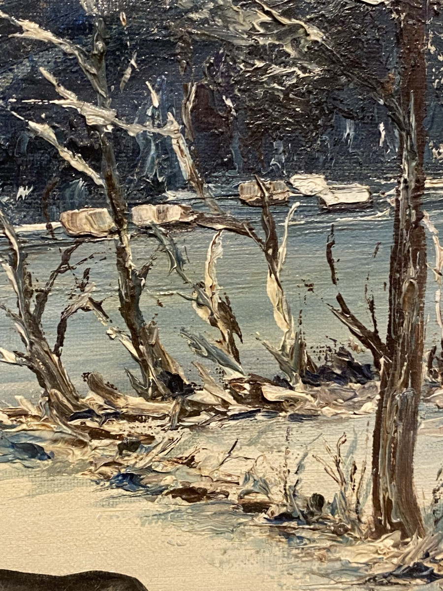 19th Century Painting: Wolves Near A Village In Russia -photo-5