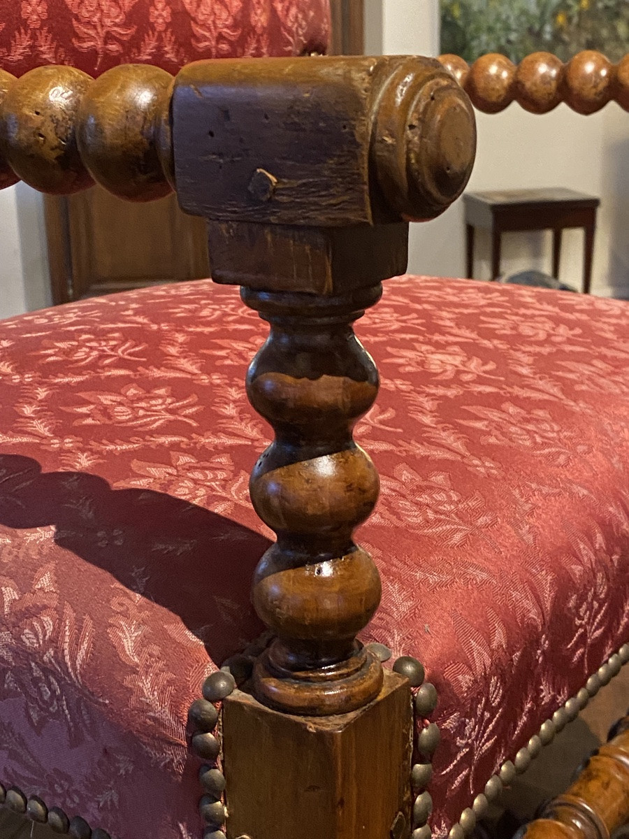 CHAISE À BRAS  EN CHÊNE    DE STYLE  LOUIS XIII  DU  XVII è  -photo-3