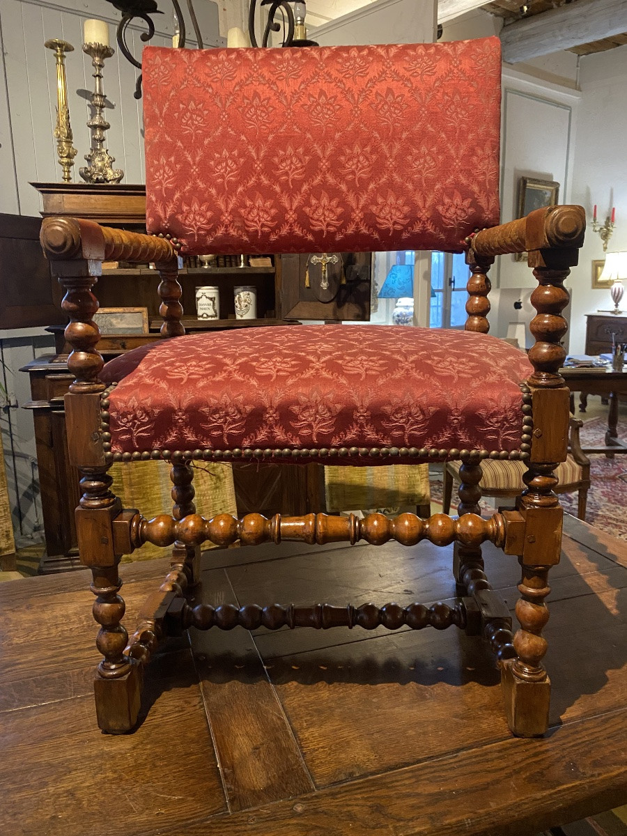 CHAISE À BRAS  EN CHÊNE    DE STYLE  LOUIS XIII  DU  XVII è  -photo-4
