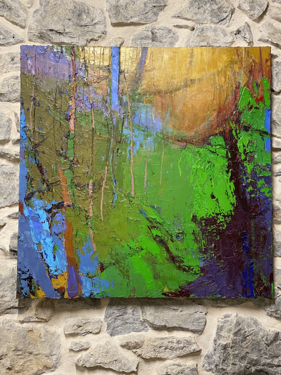 PEINTURE   ABSTRAITE HUILE SUR TOILE  XX ème-photo-4