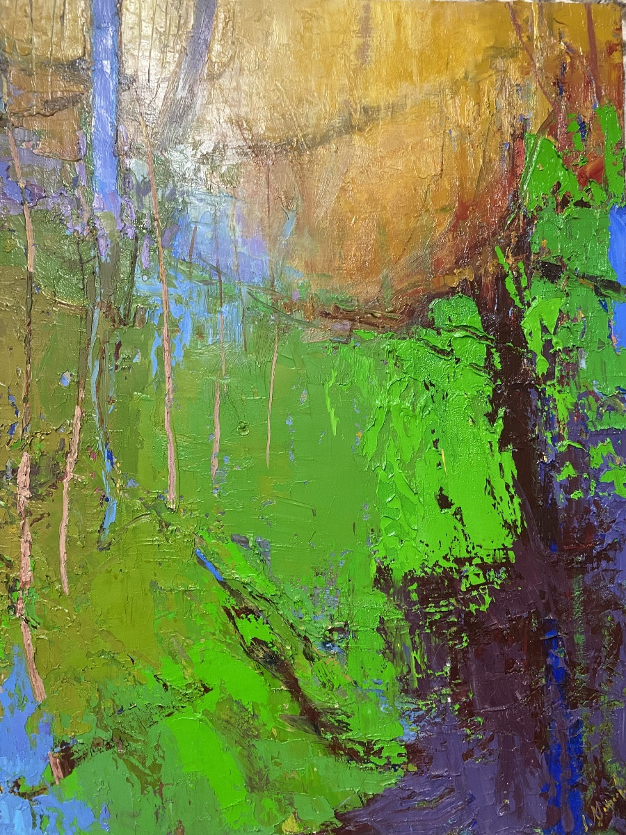 PEINTURE   ABSTRAITE HUILE SUR TOILE  XX ème-photo-1