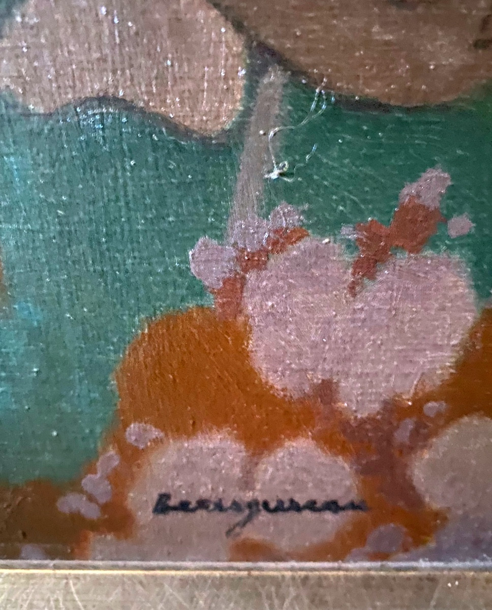 19th Century Impressionist Japanese-style Painting On Panel: Woman In Dressing Gown Showing One Breast -photo-2