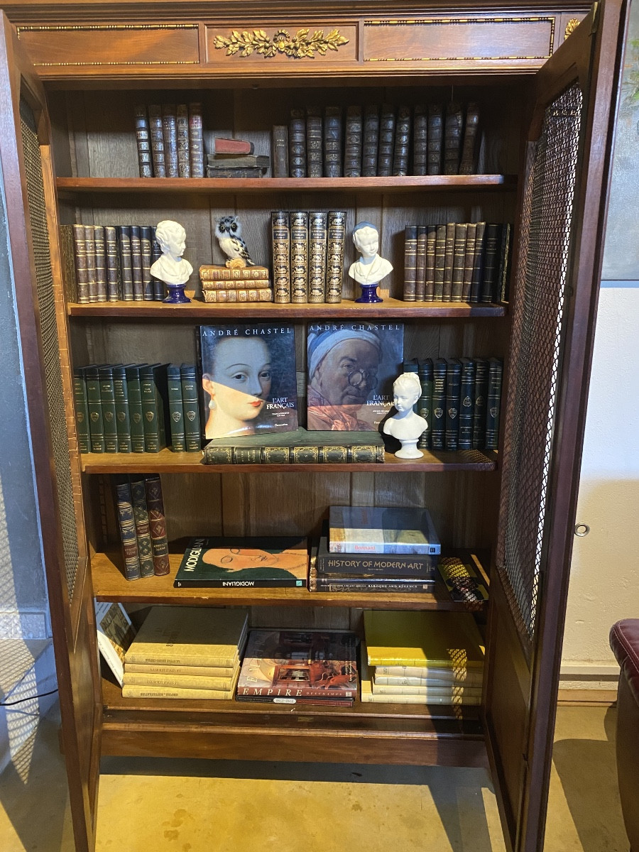 Early 20th Century Office Bookcase In Mahogany And Veneer With Two Doors  -photo-3