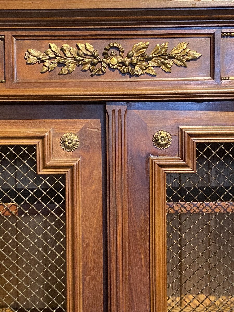 Early 20th Century Office Bookcase In Mahogany And Veneer With Two Doors  -photo-2