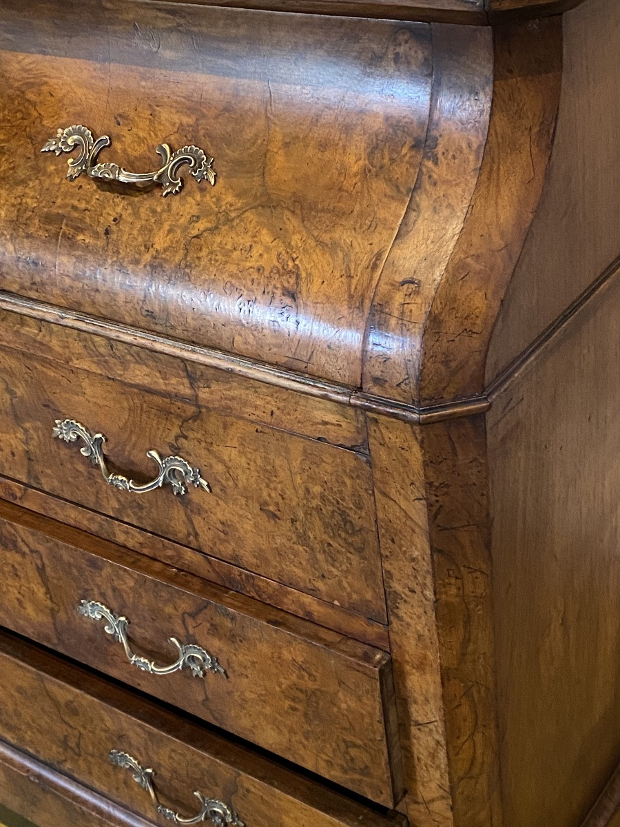 COMMODE   SECRÉTAIRE  EPOQUE  XIX ème  LOUIS PHILIPPE   EN LOUPE  D'ORME  DESSUS MARBRE -photo-6