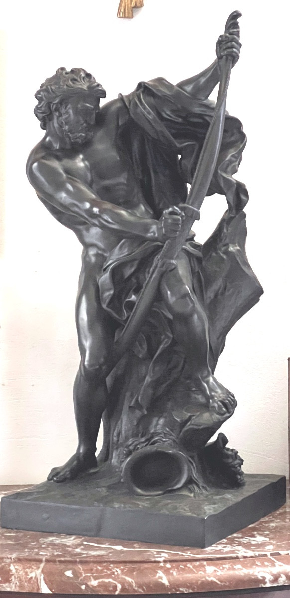 19th Century Bronze Sculpture Of Ulysses Extending His Bow, After Jacques S. Bousseau (1681-1740)-photo-4