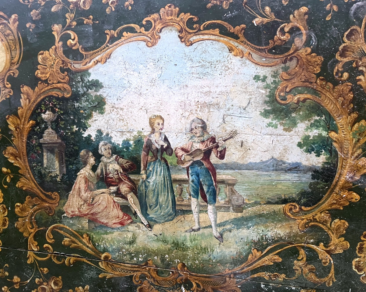 Rare 18th Century Venetian Commode With Medallions Depicting Gallancing Scenes  -photo-3