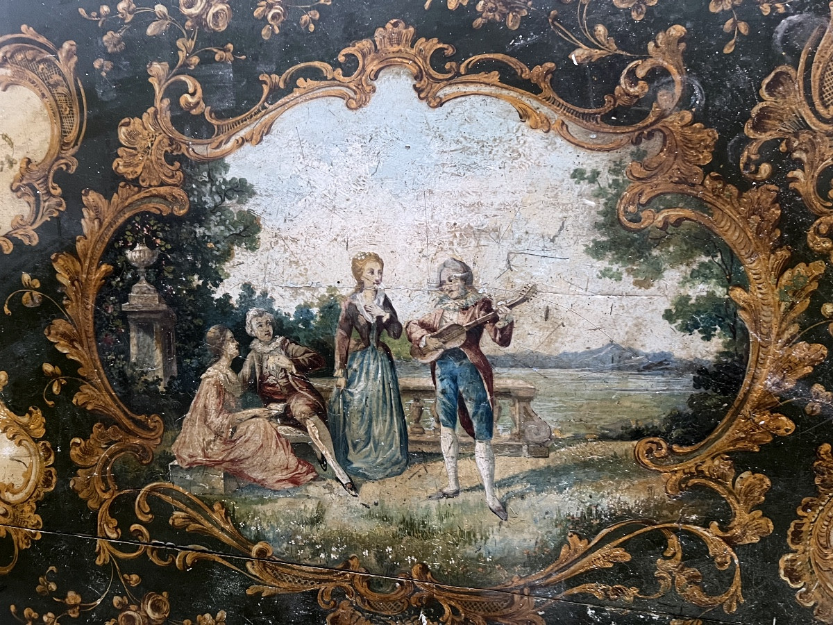 Rare 18th Century Venetian Commode With Medallions Depicting Gallancing Scenes  -photo-2