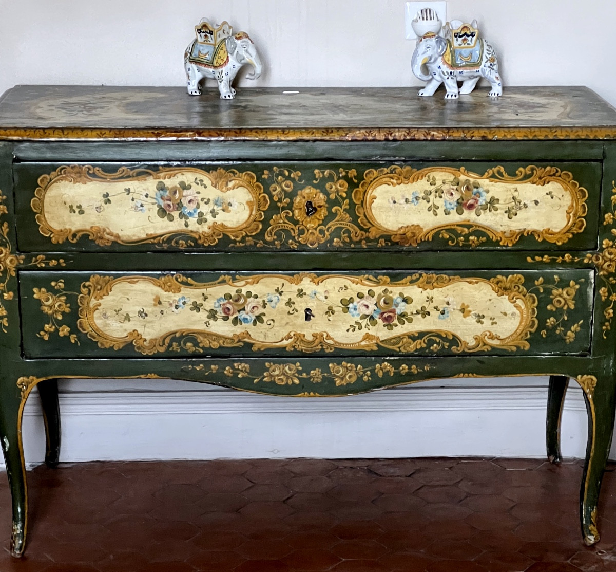 Rare 18th Century Venetian Commode With Medallions Depicting Gallancing Scenes  