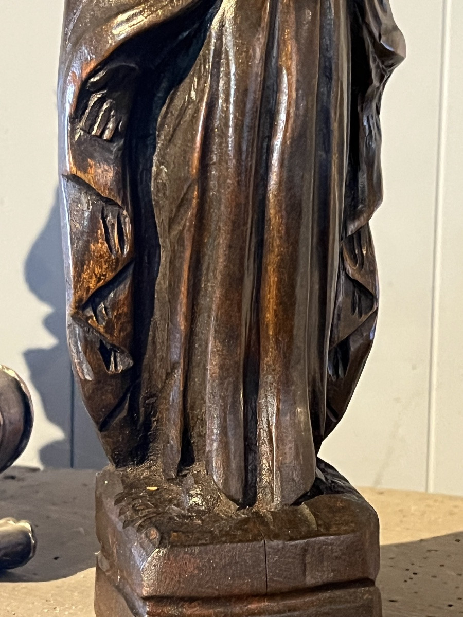Religious Wooden Sculpture Of A Saint In Middle Ages Style-photo-5