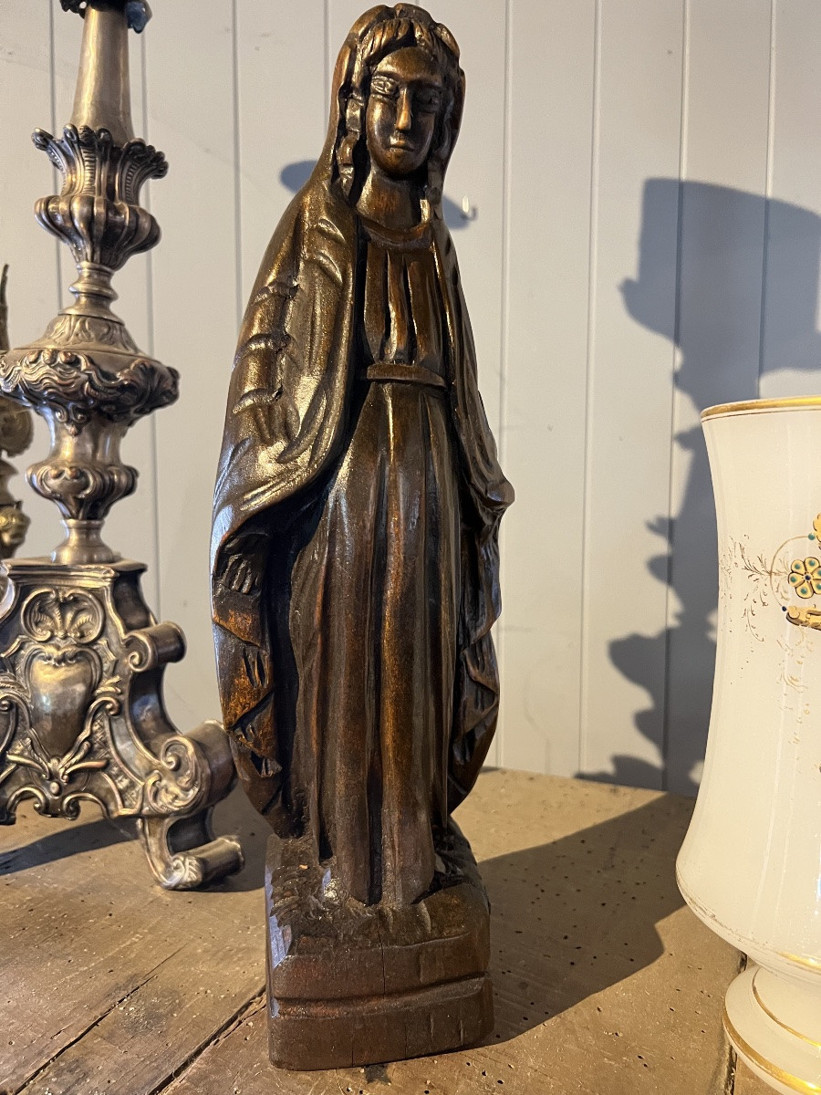 Religious Wooden Sculpture Of A Saint In Middle Ages Style-photo-6