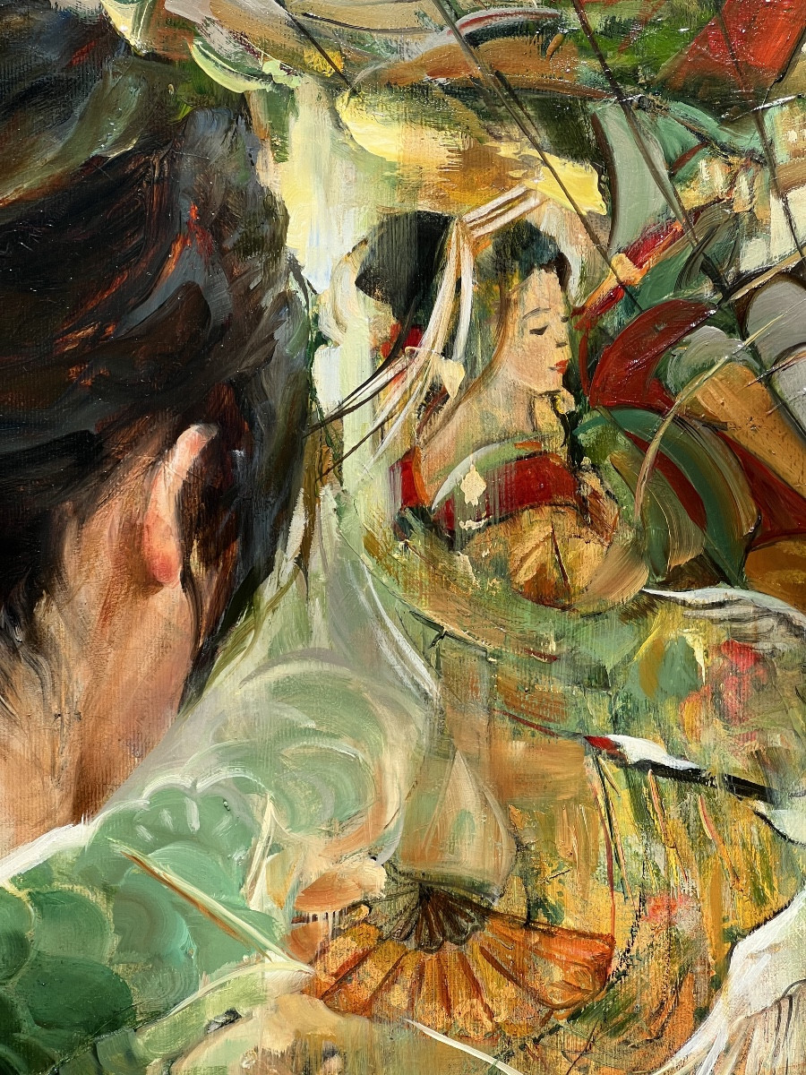 HST   POST IMPRESSIONNISTE   JAPONISANT DE GEISHA   SIGNÉ MASHAJEVA-photo-2